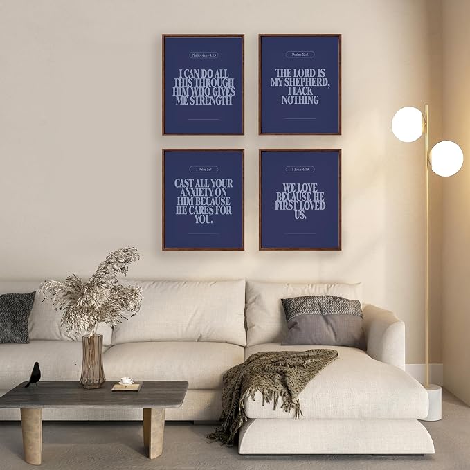 Locomiss Navy Blue Christian Wall Art Decor Posters, Minimalist Jesus Scripture - Image 6