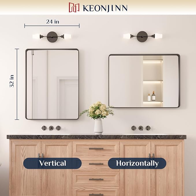 Keonjinn Black Bathroom Mirror for Over Sink, 24 x 32 Inch Matte Black Vanity - Image 7
