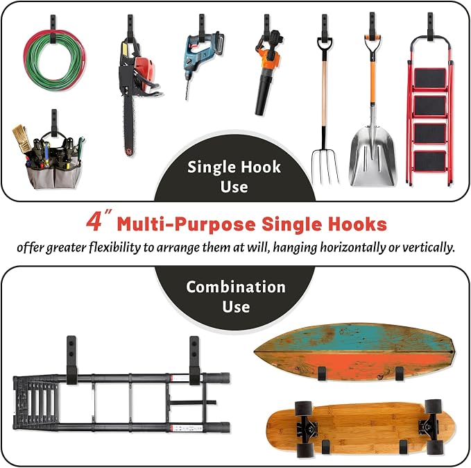 Garage Hooks 4 Inch, 6 Pack Heavy Duty Wall Hooks - Image 2
