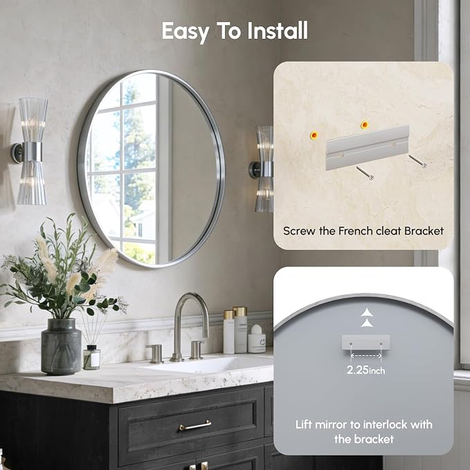 USHOWER Brushed Nickel Bathroom Mirrors - Image 7