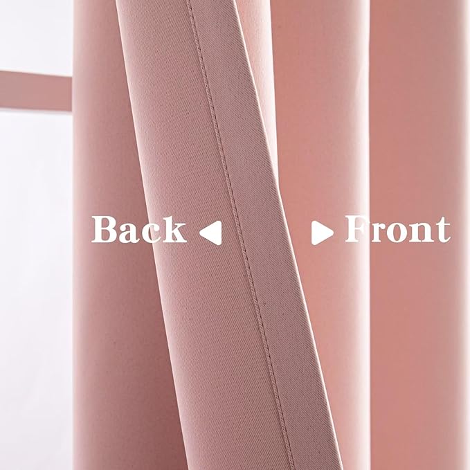 IGEMAEVE Gossamer Pink Curtains 96 Inch Length 2 Panels Set, Light Filtering - Image 4