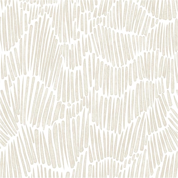 Theper Beige Modern Striped Peel and Stick Wallpaper Boho 17.3"×590" Self by Theper