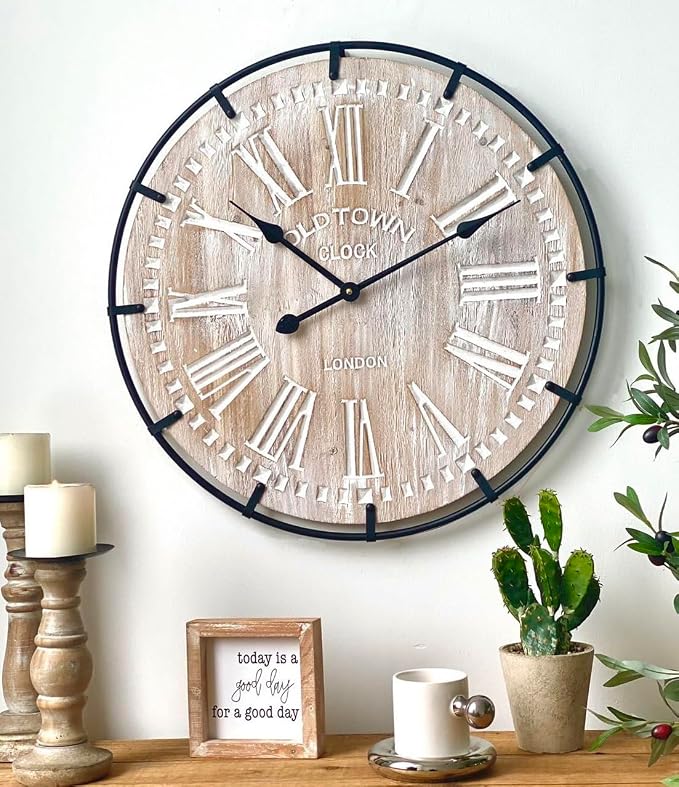 24 Inch Large Farmhouse Wall Clock - Image 9