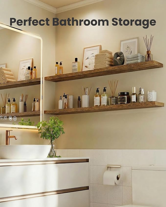 AMADA HOMEFURNISHING 47.2" L Floating Shelves, Wall Shelves Set of 3 - Image 6