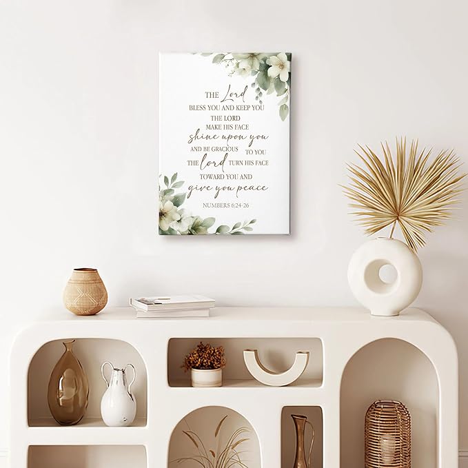 HIWX Christian Scripture Wall Decor, Numbers 6:24-26 Bible Verse Framed Canvas - Image 2