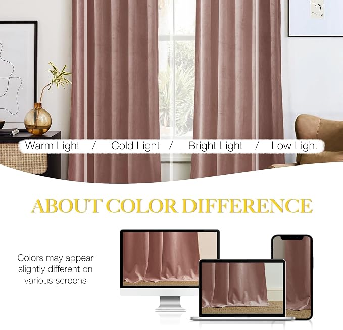 NICETOWN Dusty Pink Velvet Curtains - Image 5