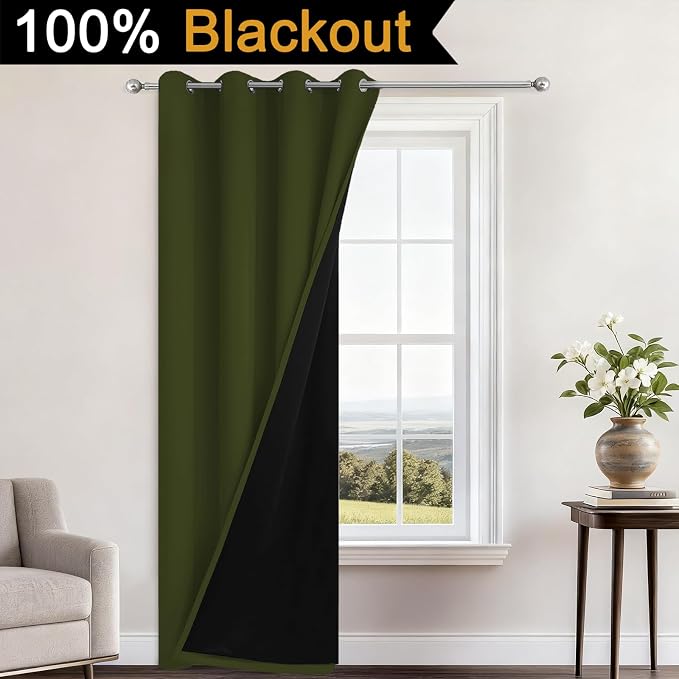Yakamok 100% Blackout Curtains 84 Inches Long, 2 Thick Layers Heat and Full - Image 2
