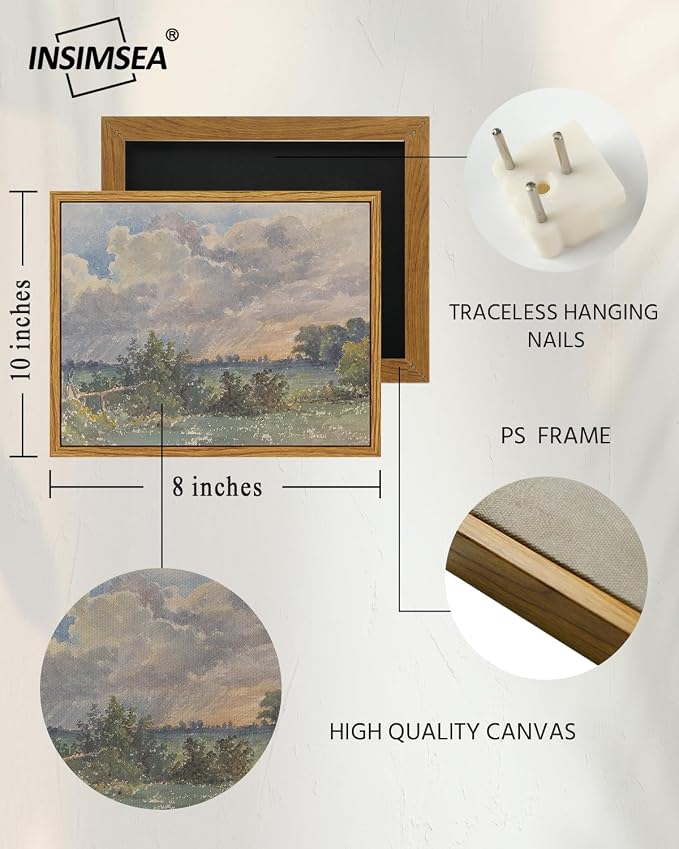 InSimSea Framed Canvas Wall Art, Vintage Landscape Art - Image 4