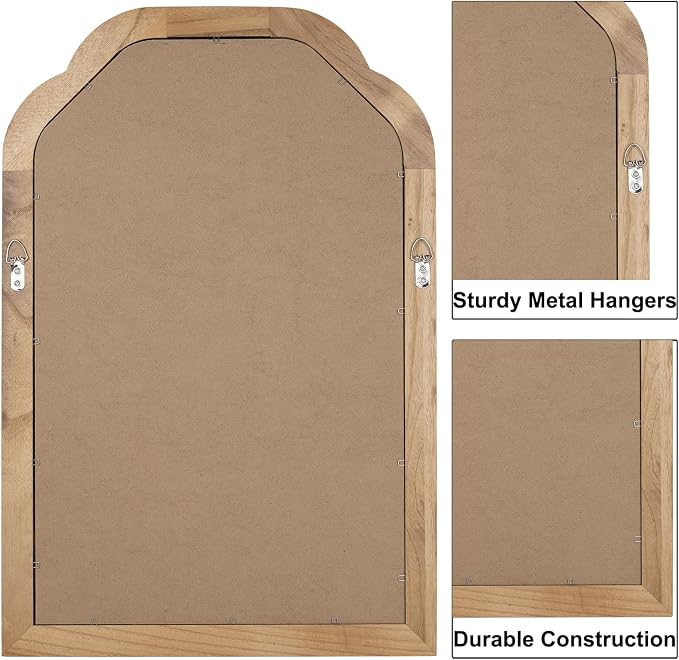 Wood Bathroom Mirror for Wall, 24 x 16 Inch Decorative Wall Mirror - Image 6