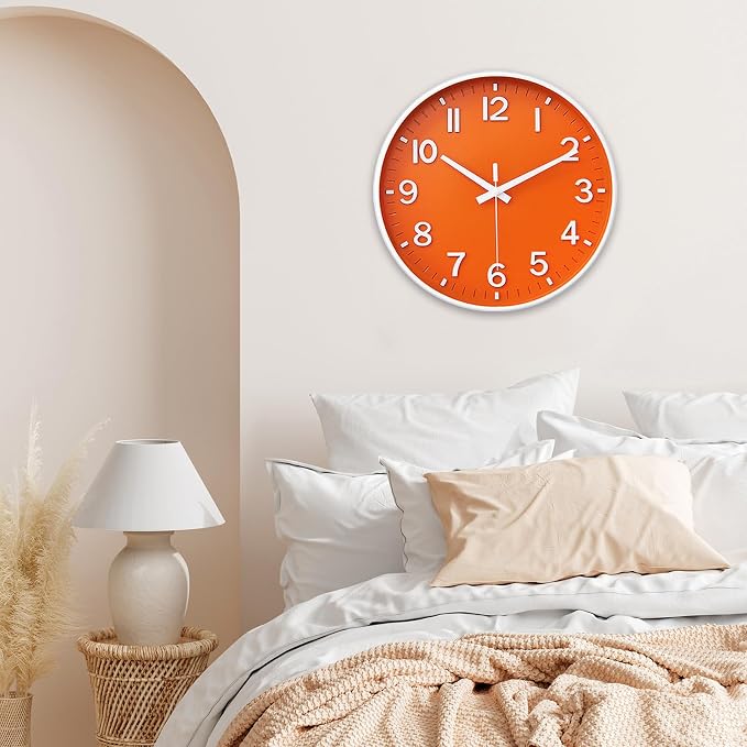 HZDHCLH Wall Clocks Battery Operated, Wall Clock Orange, 14 inch Wall Clock - Image 7