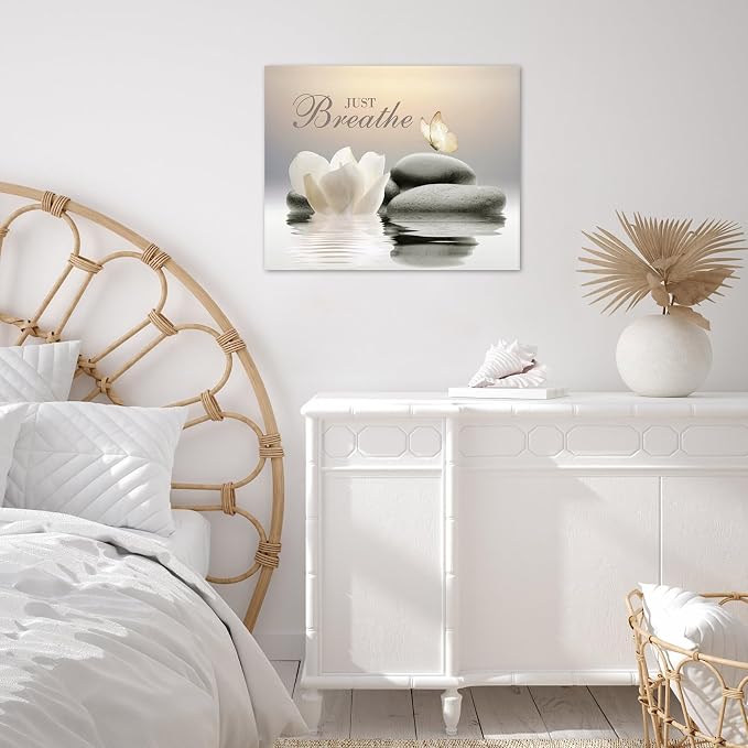 EOBTAIN Zen Spa Bathroom Wall Art Garden Butterfly and Flower Stone Relaxing - Image 5