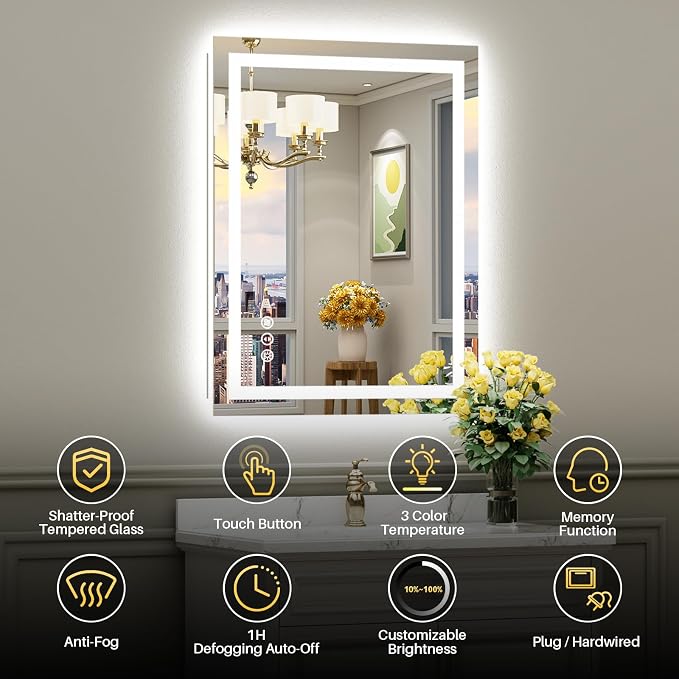 Briivue 28x32 Inch LED Bathroom Mirror - Image 2
