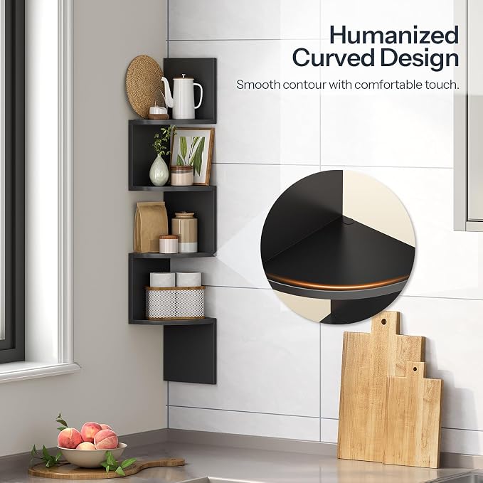 HOOBRO Corner Shelf Wall-Mounted, 4-Tier Corner Bookshelves - Image 7