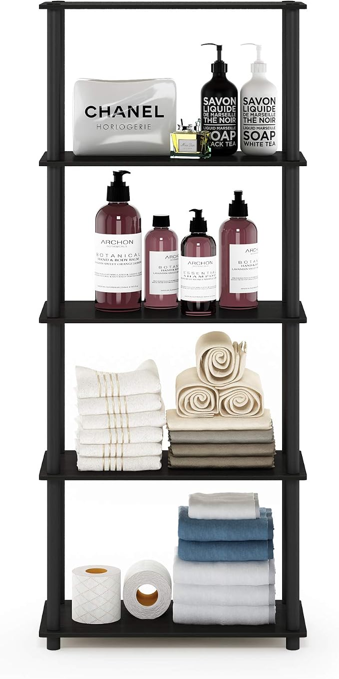 Furinno TURN-N-TUBE Storage Shelves, 5-Tier Book Shelf, Corner Shelf, Toolless - Image 3