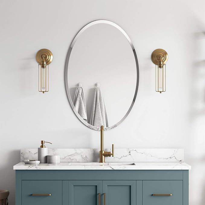 Better Bevel Frameless Oval Mirror, 23.5" x 33" Bathroom Wall Mirror w/Beveled - Image 2