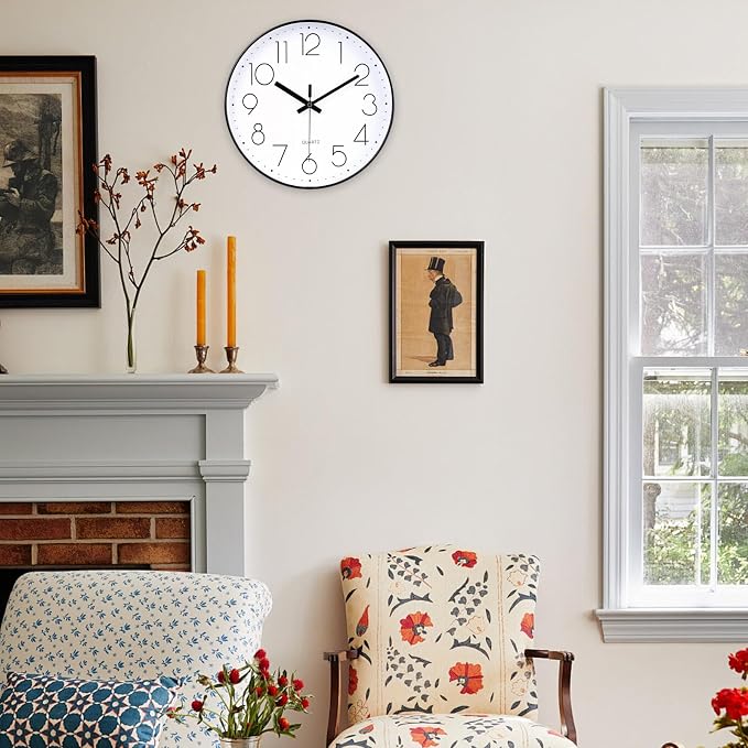 Wall Clock 12 Inch Silent Non-Ticking Modern Wall Clocks Battery Operated - Image 2