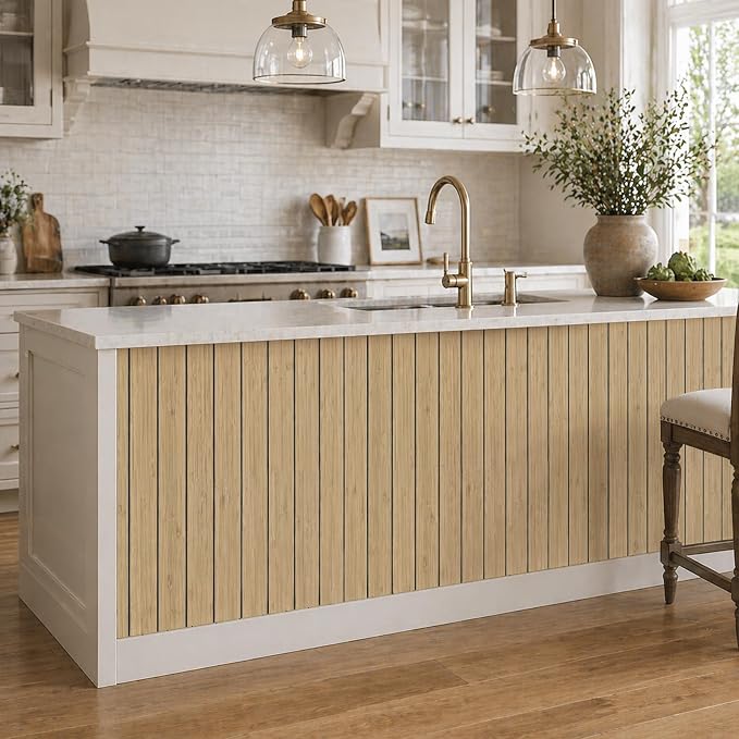 VEELIKE Tan Birch Wood Slat Wall Panels Peel and Stick Decorative Faux Wood - Image 6