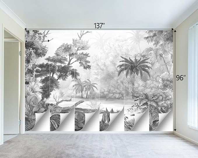 Grey Tropical Rainforest Plant wallpeper Living Room Bedroom Jungle Botanical - Image 4