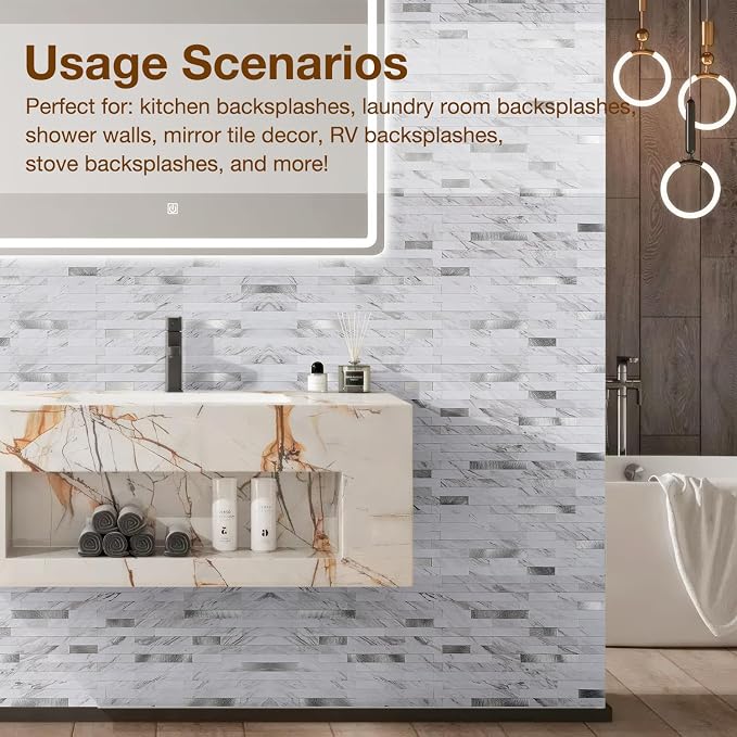 Peel and Stick Backsplash Tile Waterproof Removable PVC Wall Sticker 3D Faux - Image 7