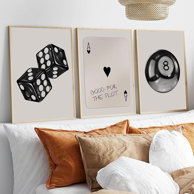 BOKPEN 3Pcs Black and White Poker Dice Wall Art Funky Retro Y2K Trendy Preppy - Image 5