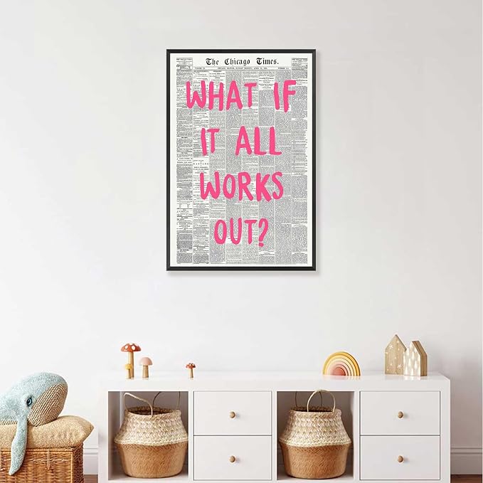 What If It All Works Out Poster Retro Newspaper Pink Font Canvas Wall Art - Image 7