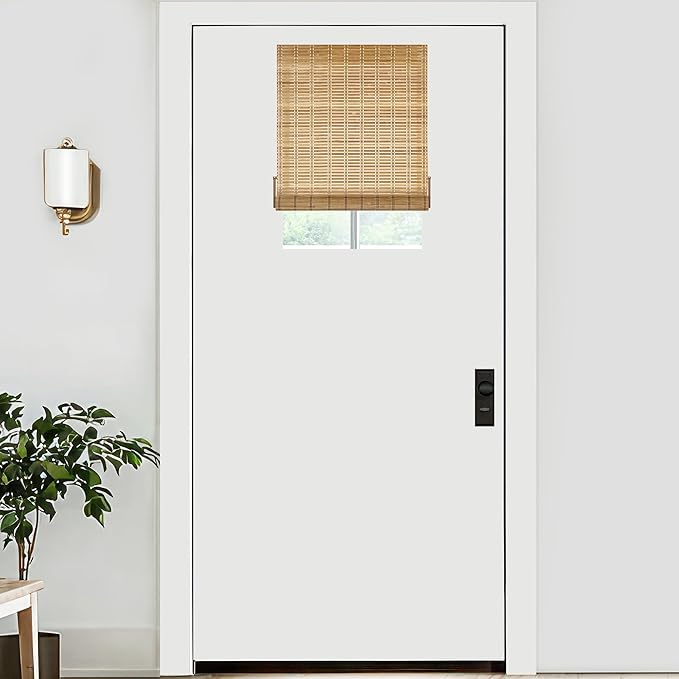 LazBlinds No Tools No Drill Bamboo Roller Shades, Cordless Bamboo Blinds by LazBlinds