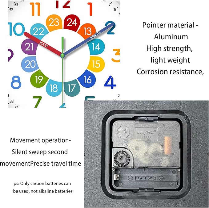 XFM Silent Kids Wall Clock 8 Inch Non Ticking Battery Operated Kids Teaching - Image 6