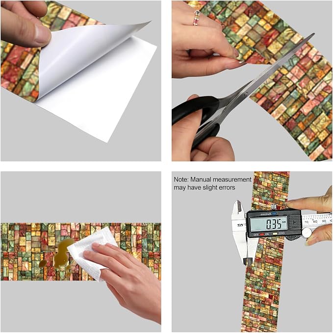 HOMETITUTE Wallpaper Border Peel and Stick Colorful Geometric Texture - Image 8