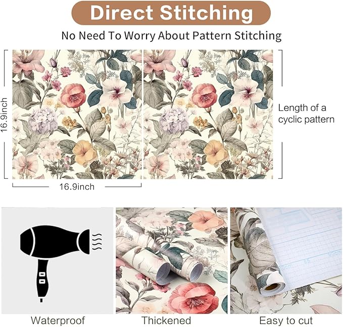 Jeweluck Floral Wallpaper Peel and Stick Vintage Floral Contact Paper Peel and - Image 5