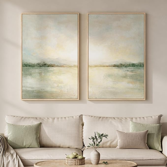Framed Sage Green Abstract Wall Art by MXART