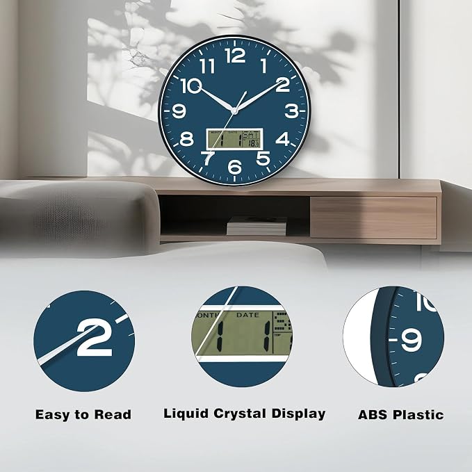 AKCISOT Wall Clock 12 Inch, Non-Ticking Silent Battery Operated Analog - Image 9
