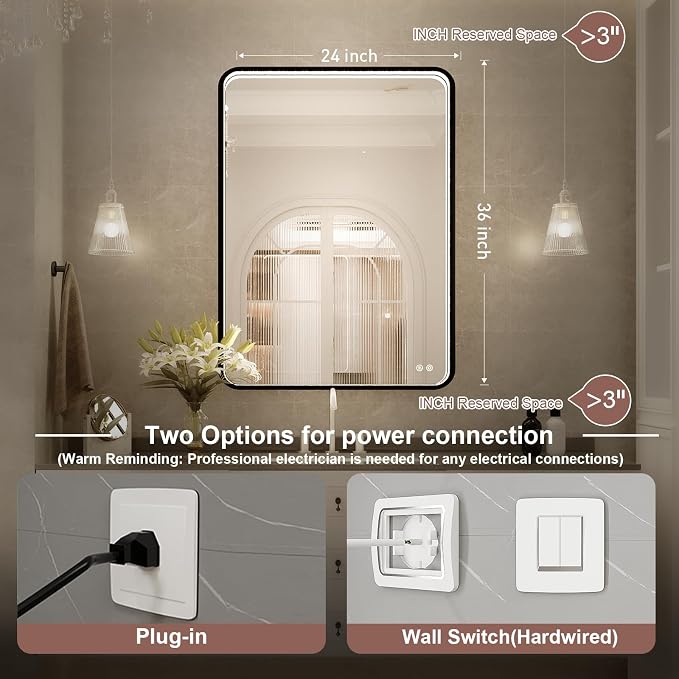 36x24 Inch LED Bathroom Mirror - Image 5
