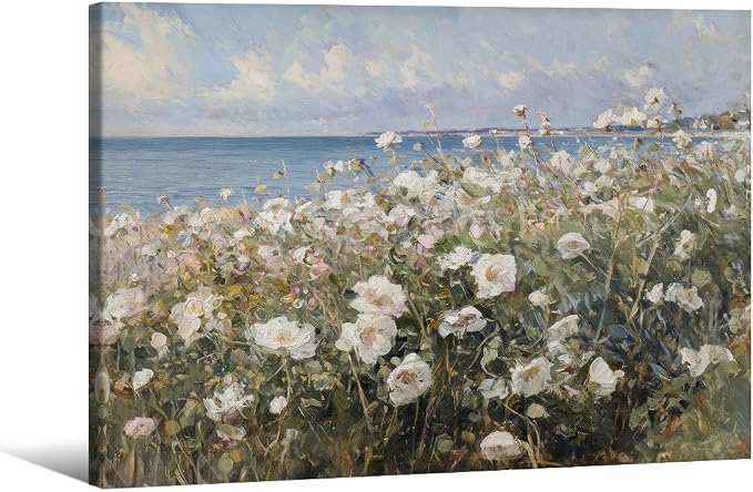 Nature Landscape Wall Art Coastal Wildflower Poster 08x10 inch Framed French by rumlud