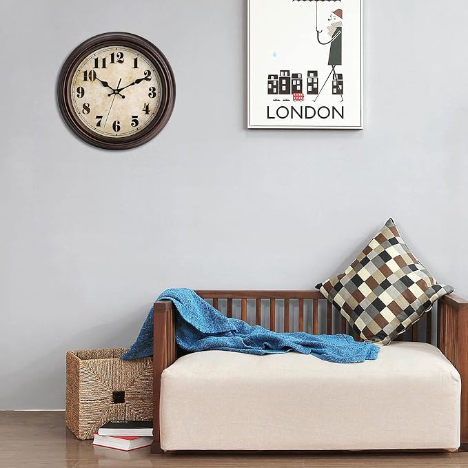 TOPZEA Retro Wall Clock, 12 Inch Silent Non-Ticking Classic Clocks Decorative - Image 6