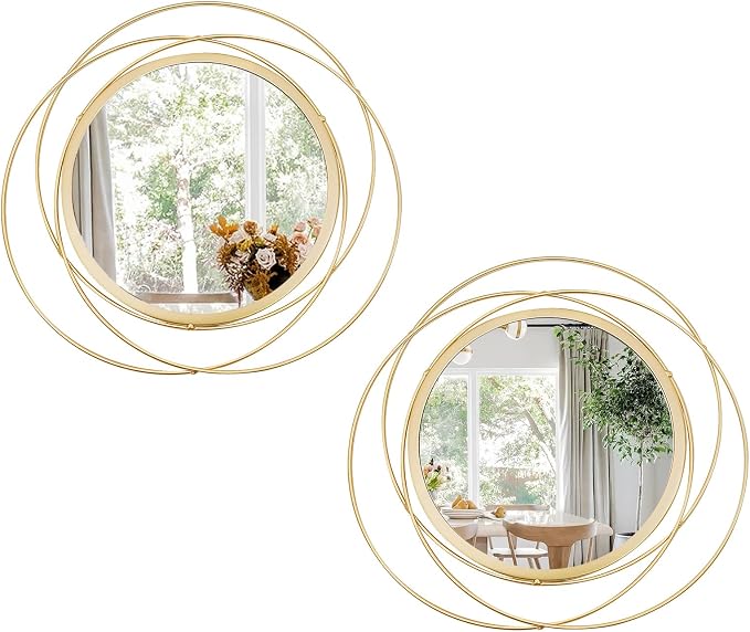 2 Set. Circle Mirrors for Wall Decor for Living Room Bedroom Bathroom Entryway by Cityelf