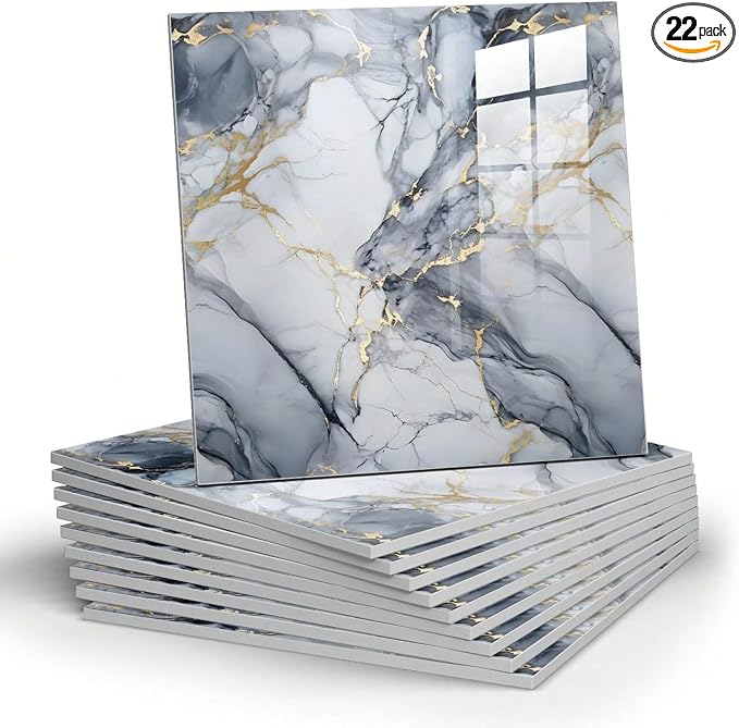 Chejiaye 22pcs Marble Peel and Stick Backsplash Surface Waterproof Wall Panels by Chejiaye