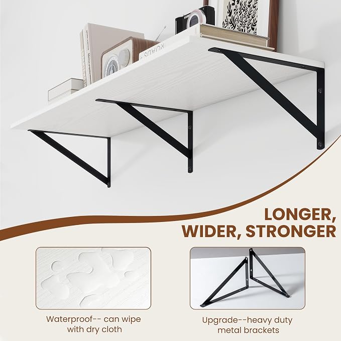 Heimlove White Deep Floating Shelves - Image 5