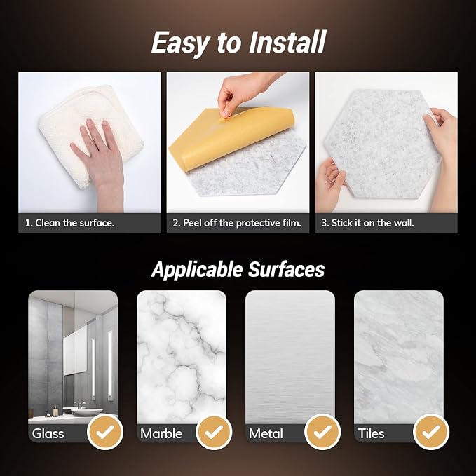 12 Pack Hexagon Acoustic Panels, TONOR 12"x 10"x 0.4" Self-adhesive Sound Proof - Image 7