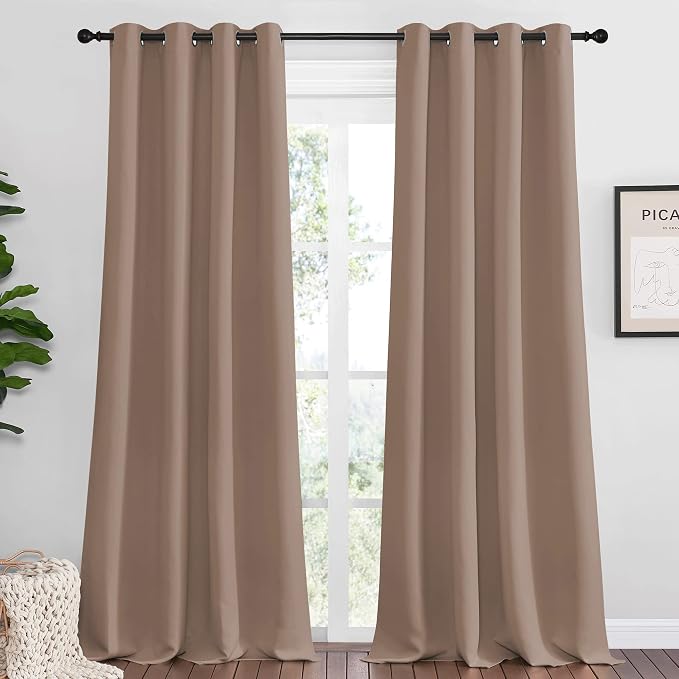 NICETOWN Bedroom Blackout Long Curtains and Drapes, 55 by 120 Inch, Cappuccino by NICETOWN