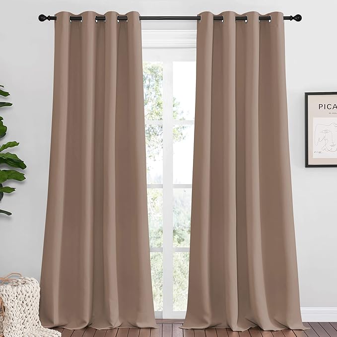 NICETOWN Bedroom Blackout Curtains and Drapes, 55 by 102 Inch, Cappuccino by NICETOWN