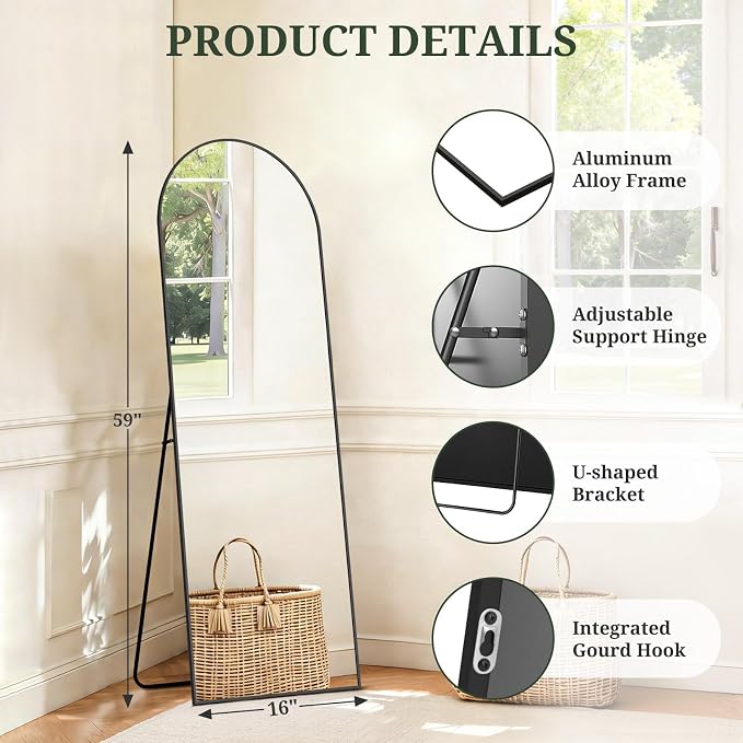 Mirror Full Length 59"x16" Full Body Floor Mirror - Image 4