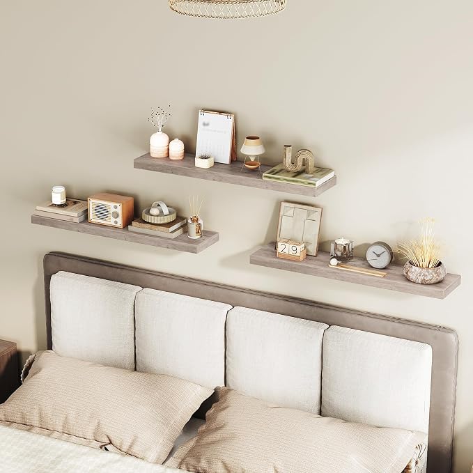 RALGEND Floating Shelves for Wall, 1.5" Thick Wall Shelf Set of 3 - Image 7
