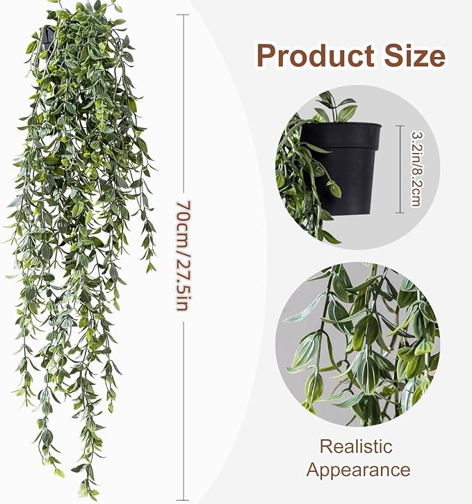 Artificial Hanging Plant 2 Pcs Faux Plant Ivy Vine Faux Eucalyptus Vines Fake - Image 2