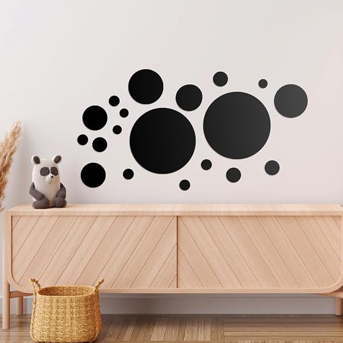 Shappy 32 Pcs Acrylic Mirror Wall Stickers Removable Round Wall Decal Circle - Image 6