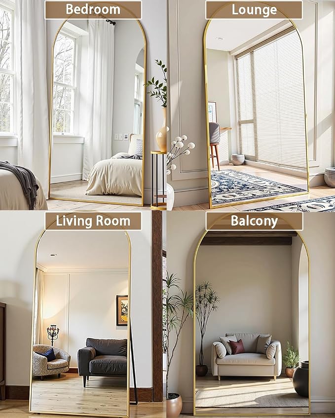 Dewfig Arched Full Length Mirror, Full Body Mirrors - Image 4