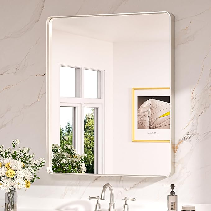 Keonjinn 30 x 36 Brushed Nickel Bathroom Mirrors by Keonjinn