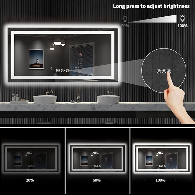 LOAAO 55X30 LED Bathroom Mirror - Image 4