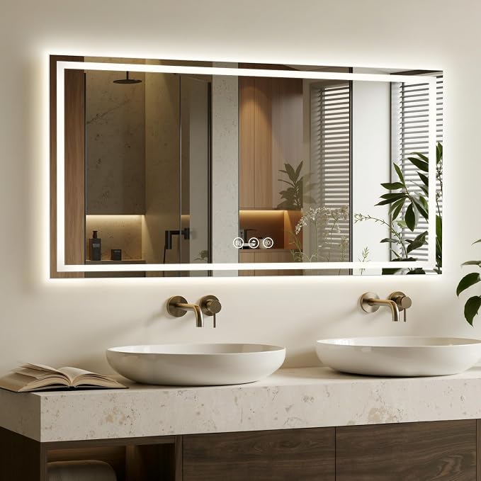 60X30 LED Bathroom Mirror with Lights, Backlit + Front Lit, Lighted Bathroom by Rpoesx