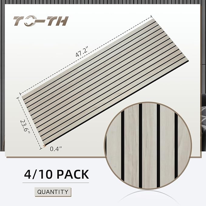 TO-TH Wood-Look Acoustic Panel, 4 Pack 47.2” x 23.6” Soundproof Wall Panels - Image 7