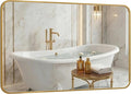 30x48 Inch Oversized Matte Gold Bathroom Vanity Mirrors | Flush Mount Deep Set by Pocetry